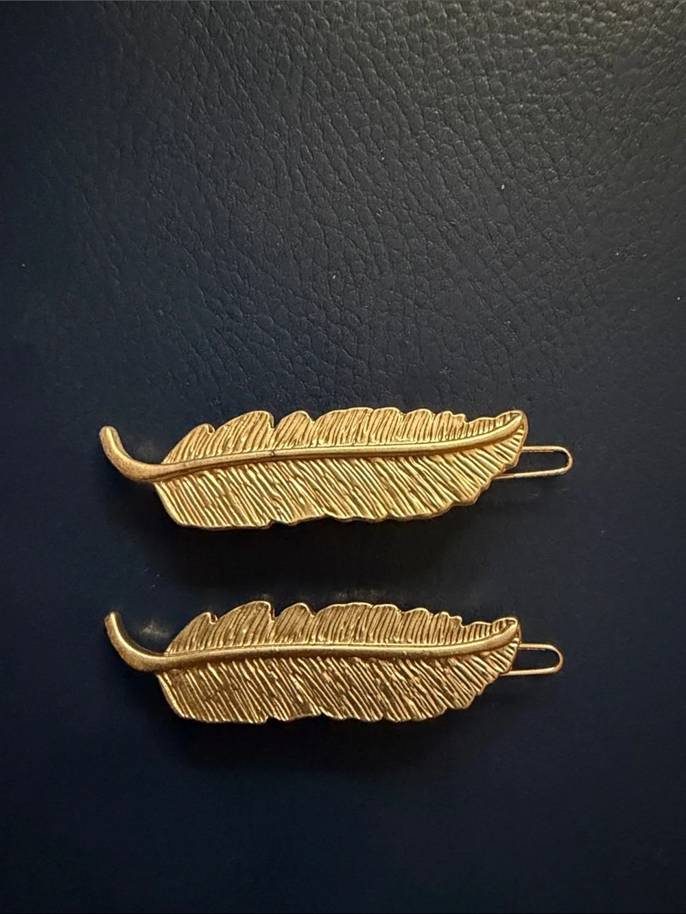 Gold Feather Hair Clips - Set of 2